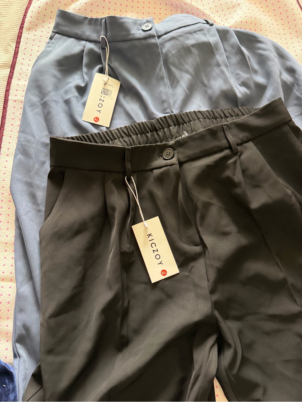 NWT - (2)XL DRESS PANTS Black and Light Blue Pleated Dress Pants